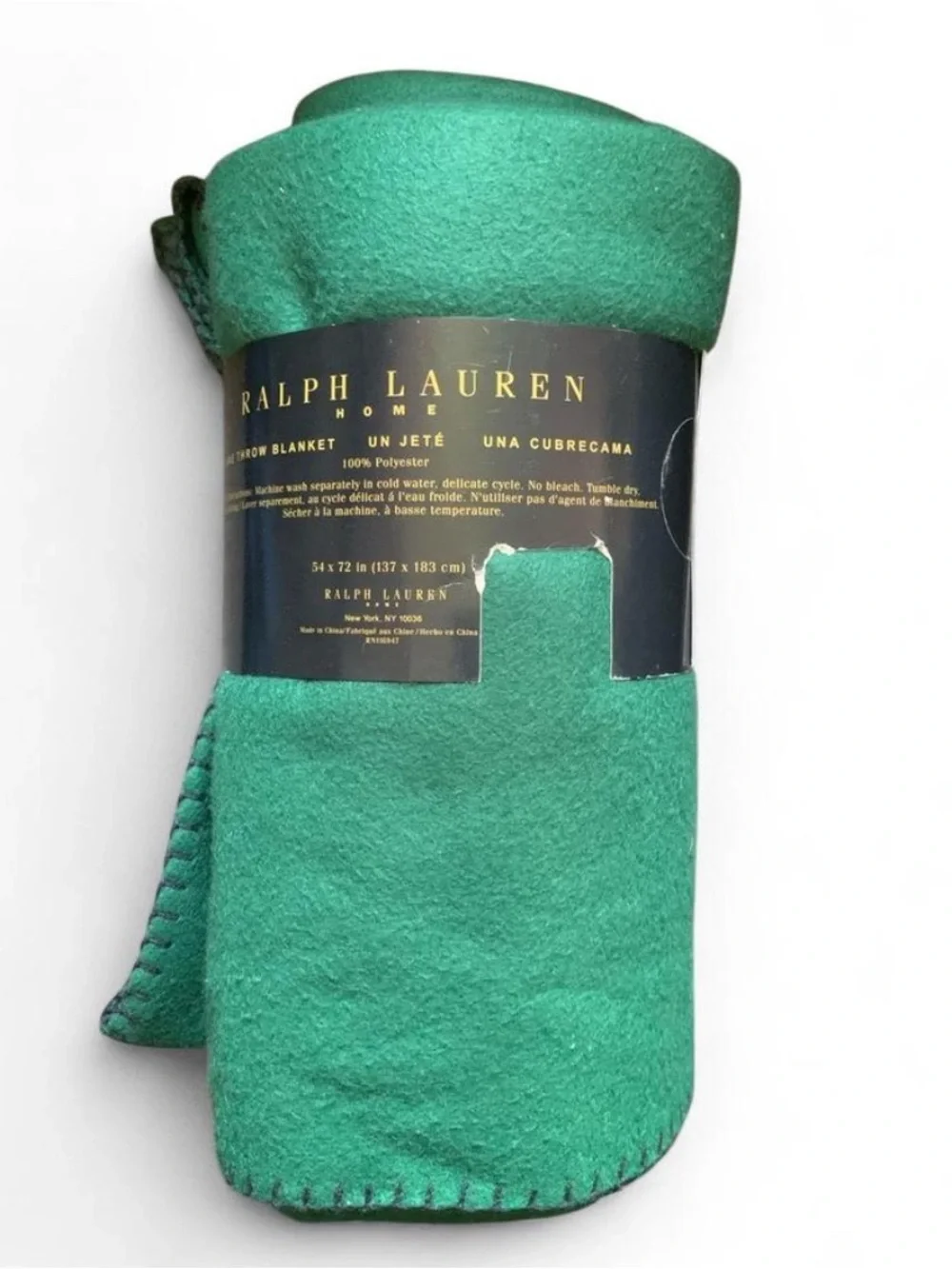 NIB NWT Ralph Lauren Polo Bear Green Fleece Throw Blanket 54x72